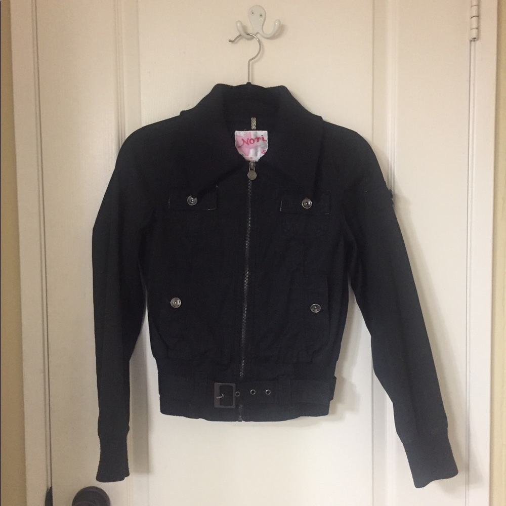 Black cotton moto jacket